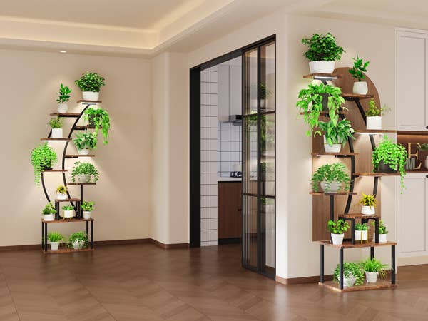 Indoor 8-Tier Metal Plant Stand with Grow Light
