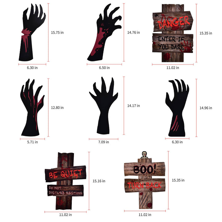 8 Piece Halloween Yard Signs Bloody Hand