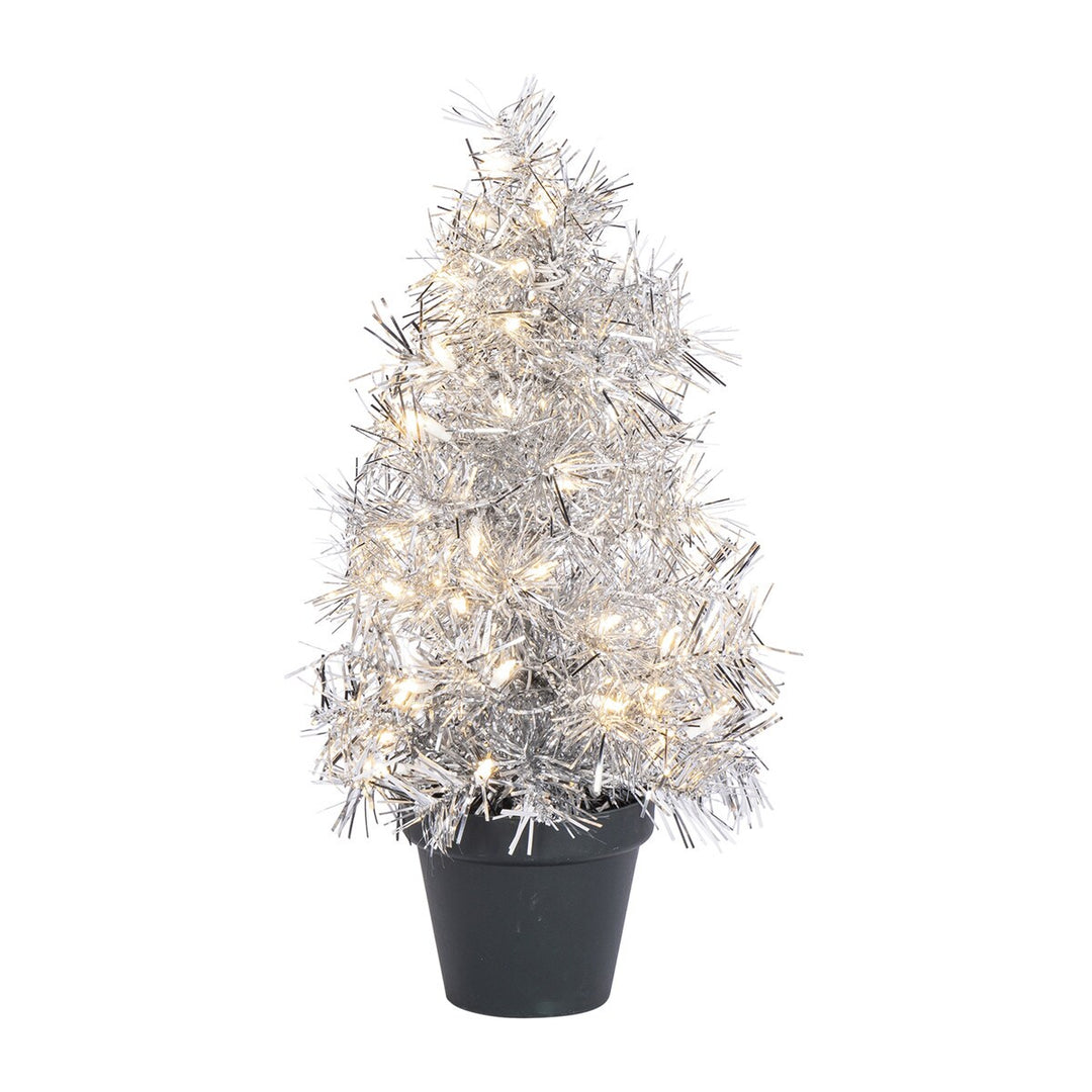 2' Silver Tinsel Potted Tree