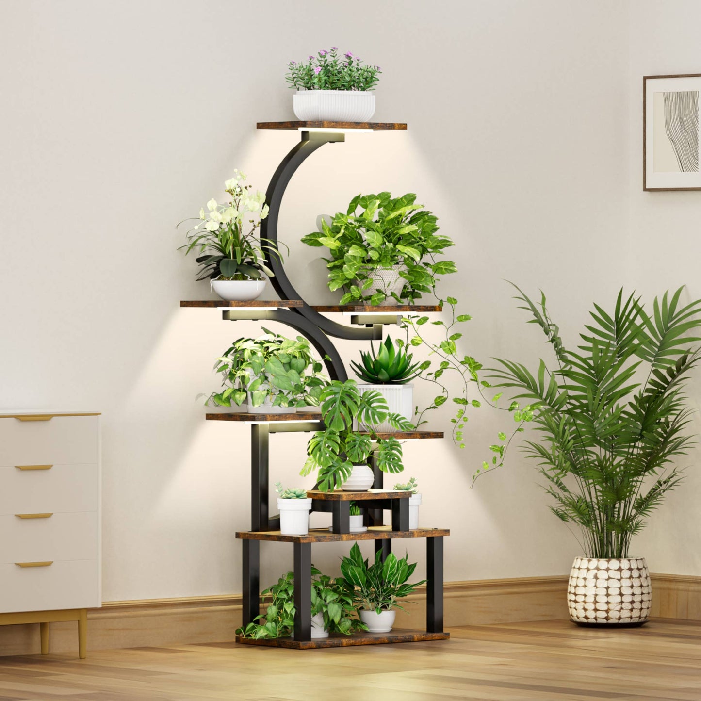 Plant Stand Indoor 9-Tiered with 5 Grow Lights