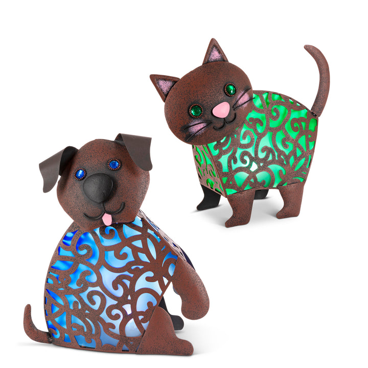 Solar Lighted Metal Bitty Cat/Dog