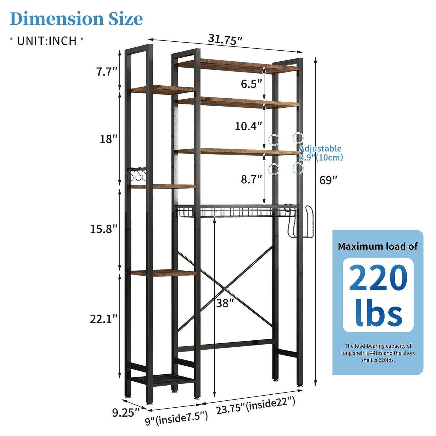 Indoor 8-Tier Metal Plant Stand with Grow Light