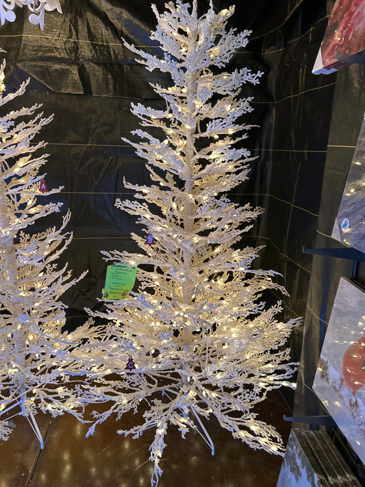 7.5' Flocked White Twig Tree