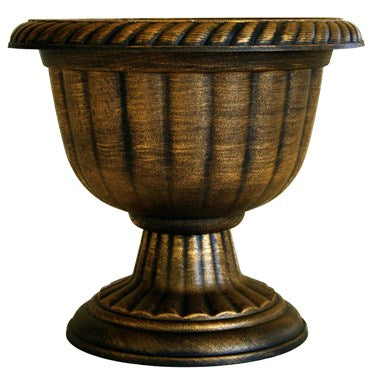 12" Pedestal Urn - Black/Bronze Wash