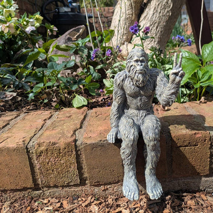 Bigfoot Peace Sign Sasquatch Statue 10 inch H Shelf Sitter