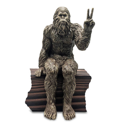 Bigfoot Peace Sign Sasquatch Statue 10 inch H Shelf Sitter