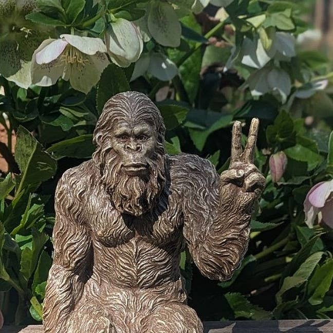 Bigfoot Peace Sign Sasquatch Statue 10 inch H Shelf Sitter