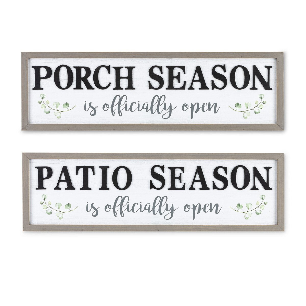 31.5"L Wood "Porch Season" & "Patio Season" Wall Decor