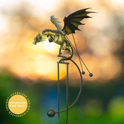Gold Dragon Kinetic Balance Rocker Garden Stake