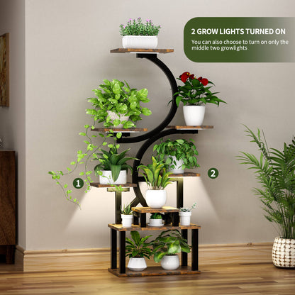 Plant Stand Indoor 9-Tiered with 5 Grow Lights