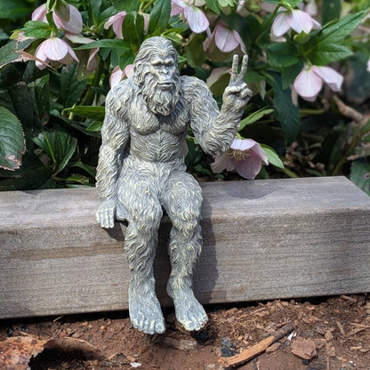 Bigfoot Peace Sign Sasquatch Statue 10 inch H Shelf Sitter