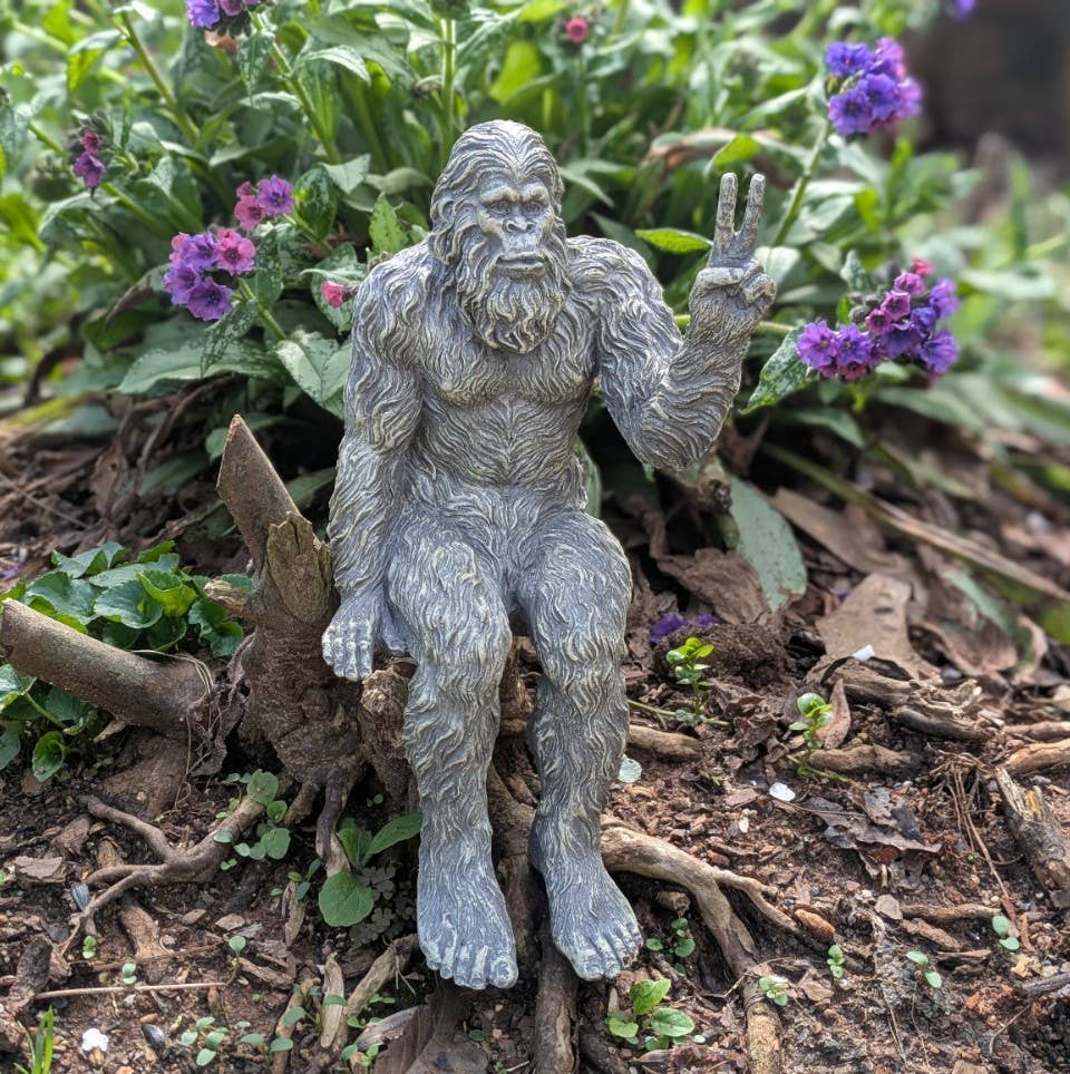 Bigfoot Peace Sign Sasquatch Statue 10 inch H Shelf Sitter