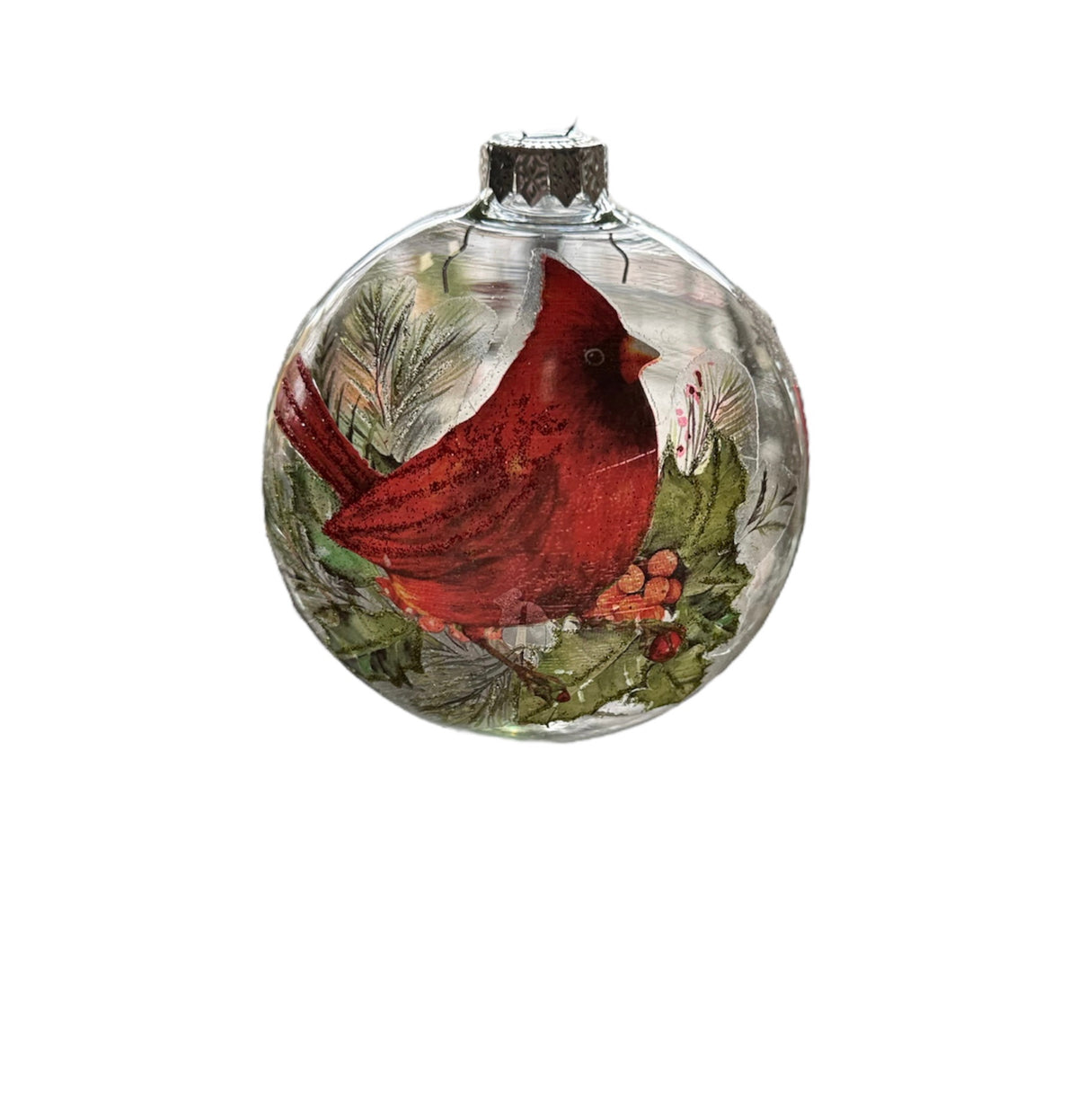 Glass Bird Ornament with Snow
