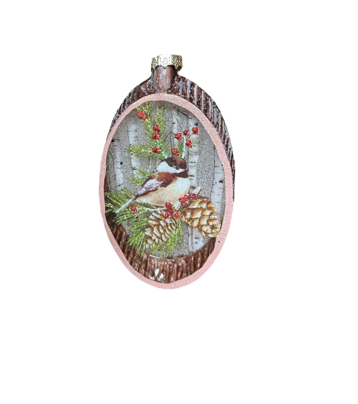 Glass Holiday Bird Ornament