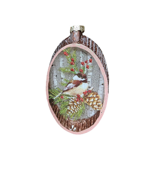 Glass Holiday Bird Ornament