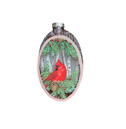 Glass Holiday Bird Ornament
