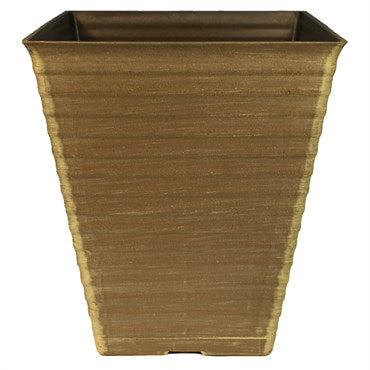 10.25" Sloan Square Planter - Black/Bronze Wash