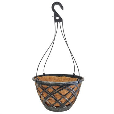 14" Cocolined Lattice Hanging Basket