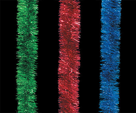 15' Cascade Red/Green/Blue Garland