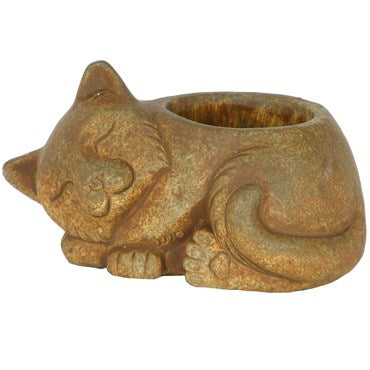 Large Cement Sleeping Cat Rust