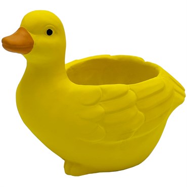 5.9" Cement Duck Planter Yellow