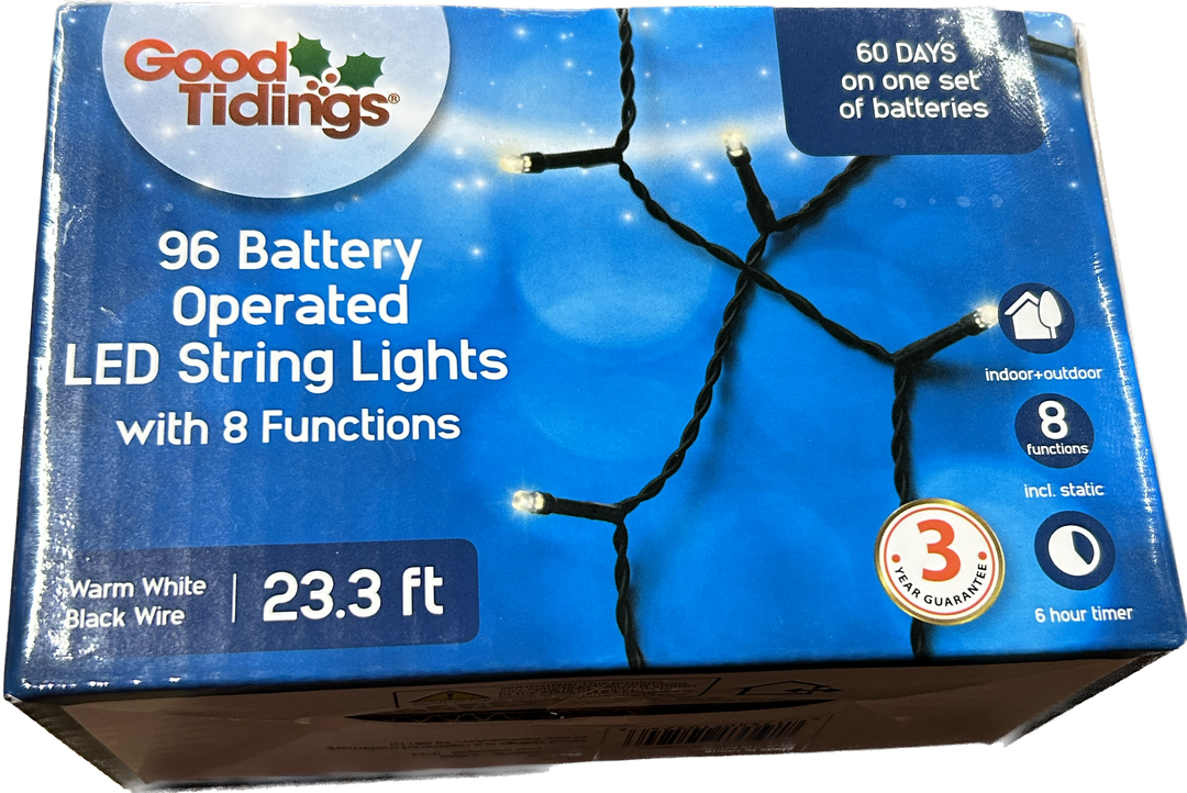 96 Battery Operated LED String Lights Warm White