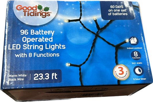 96 Battery Operated LED String Lights Warm White