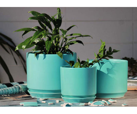 Aqua Satin Comet Planter