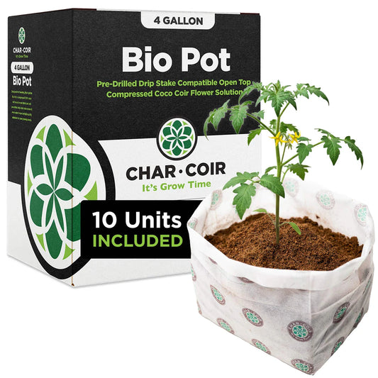 Char Coir - 4-Gal BioPot 100% RHP Certified Organic Compressed Coco Coir Soil Amendment in Fabric Pot