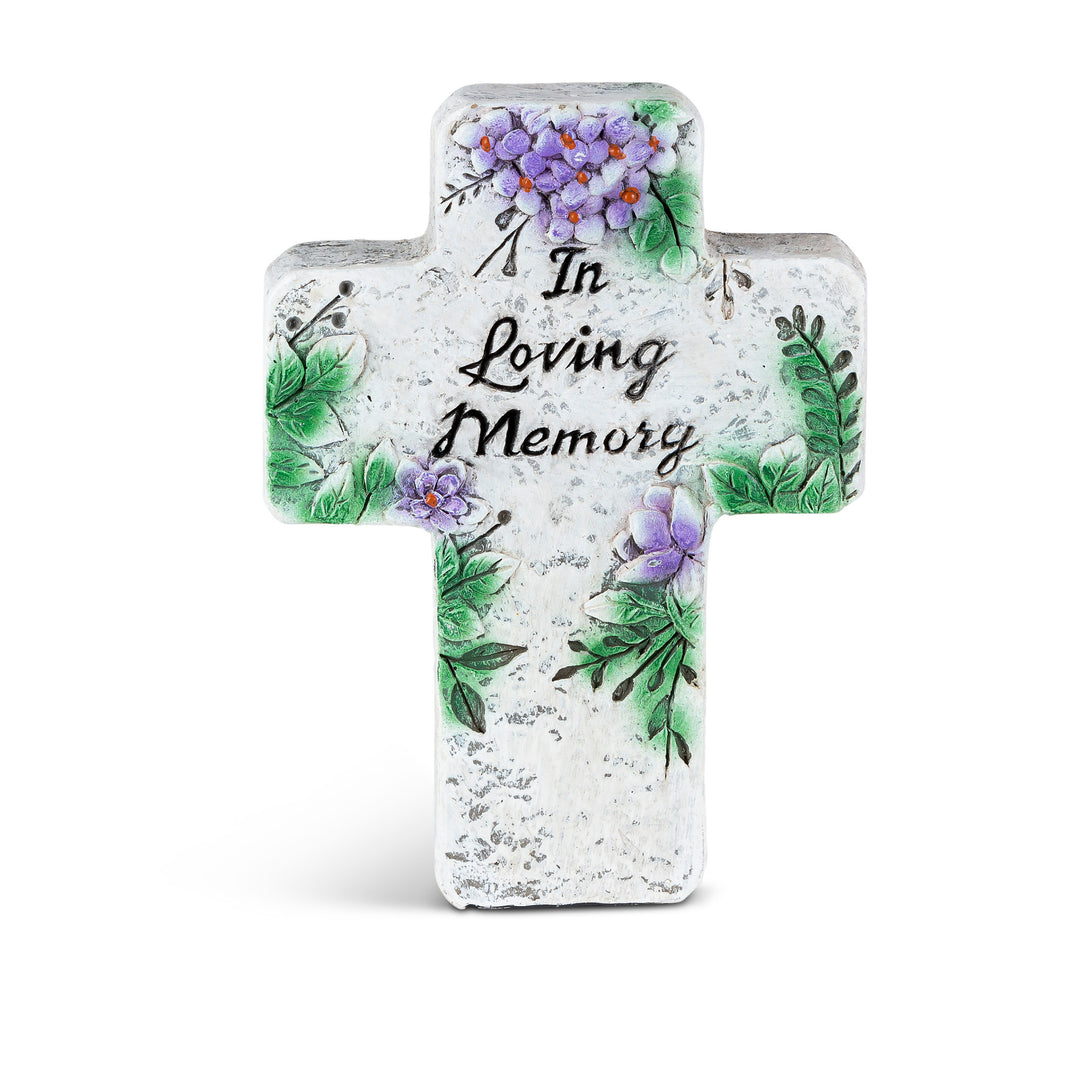 5.5"H Cement Memorial Floral Stone Cross