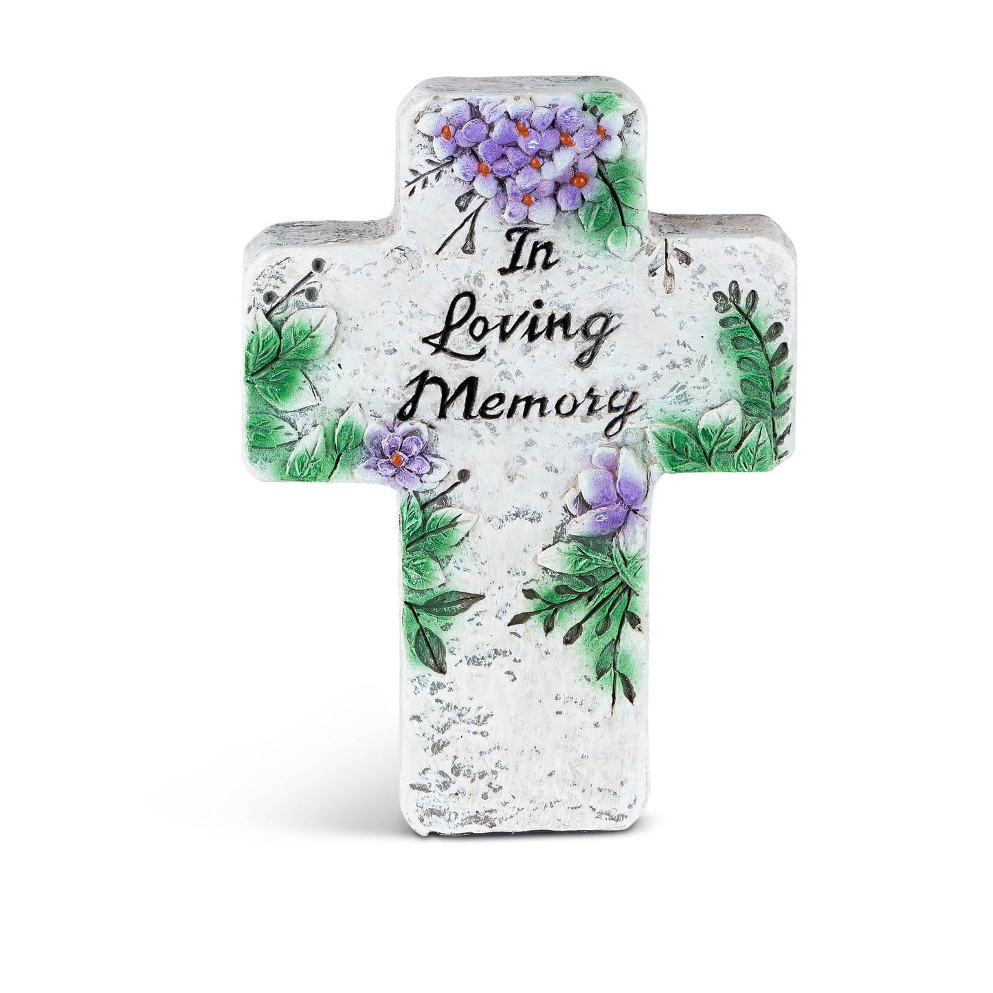 5.5"H Cement Memorial Floral Stone Cross