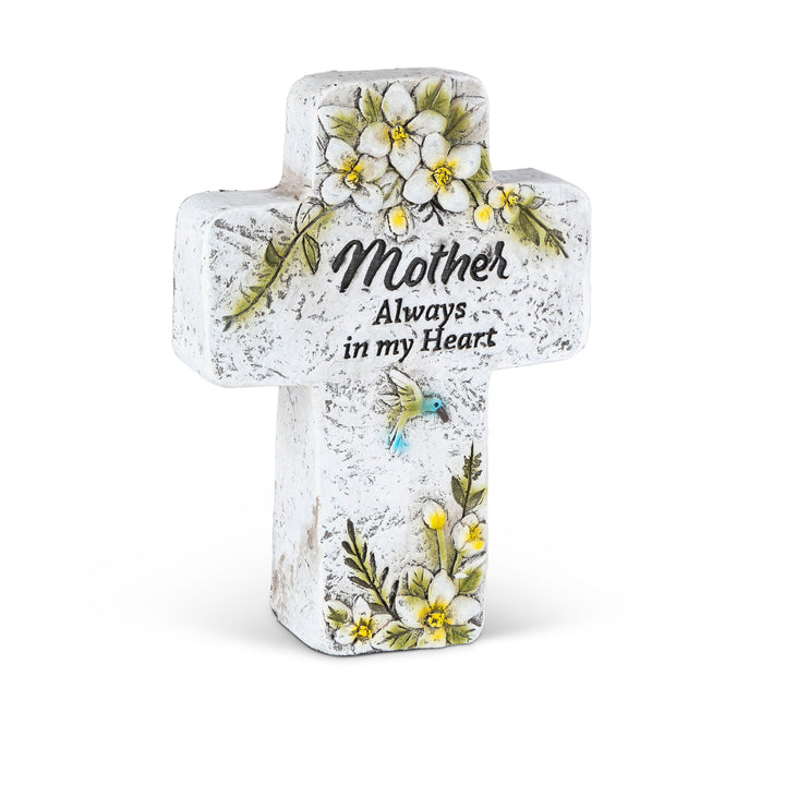 5.5"H Cement Memorial Floral Stone Cross