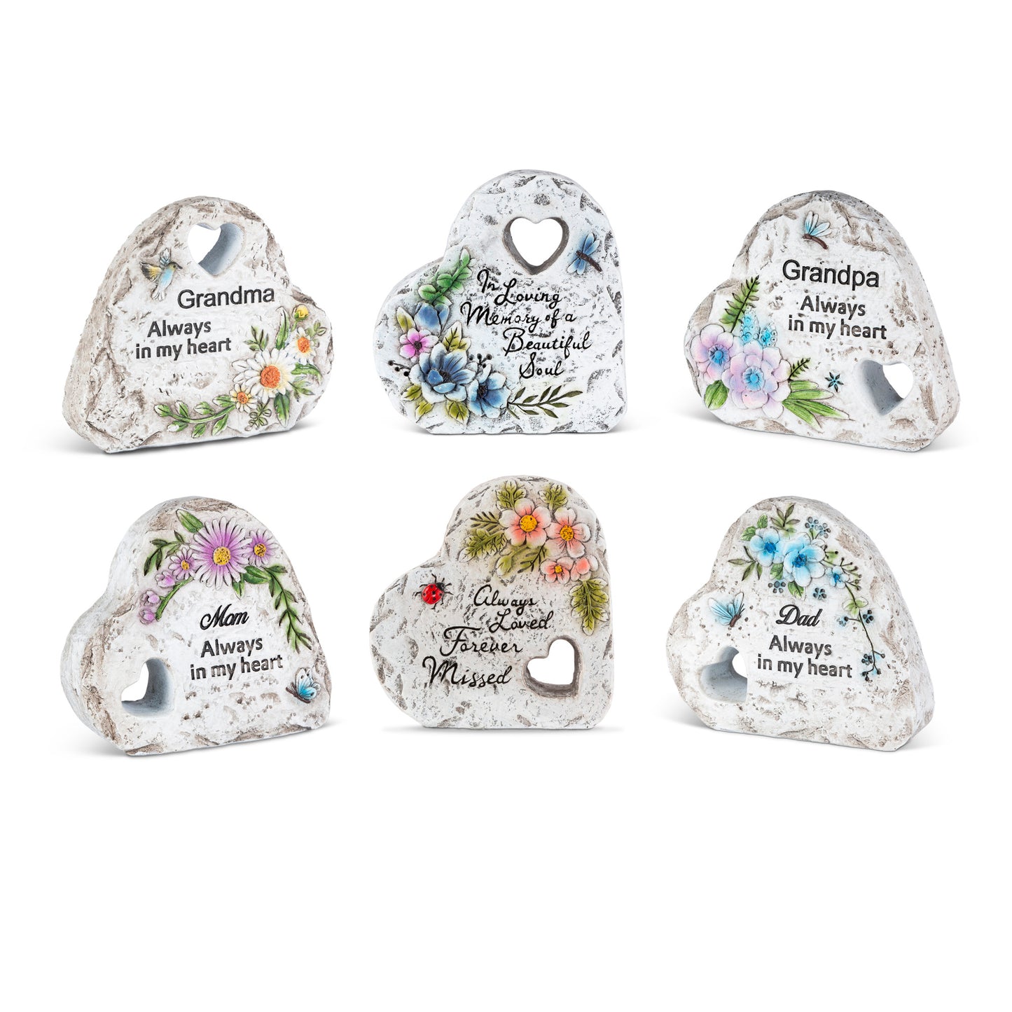 4.6"H Cement Memorial Cut-Out Heart Stone