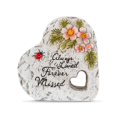 4.6"H Cement Memorial Cut-Out Heart Stone