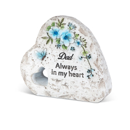 4.6"H Cement Memorial Cut-Out Heart Stone