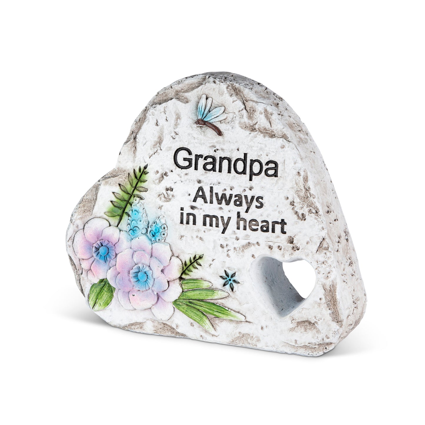 4.6"H Cement Memorial Cut-Out Heart Stone