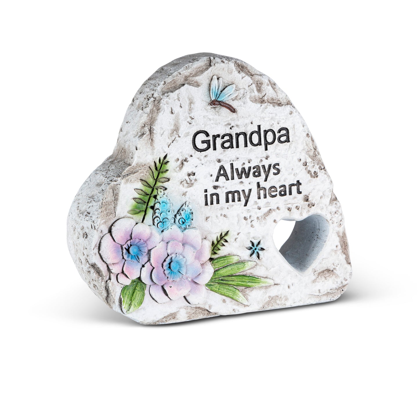 4.6"H Cement Memorial Cut-Out Heart Stone