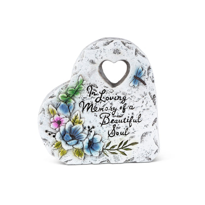 4.6"H Cement Memorial Cut-Out Heart Stone
