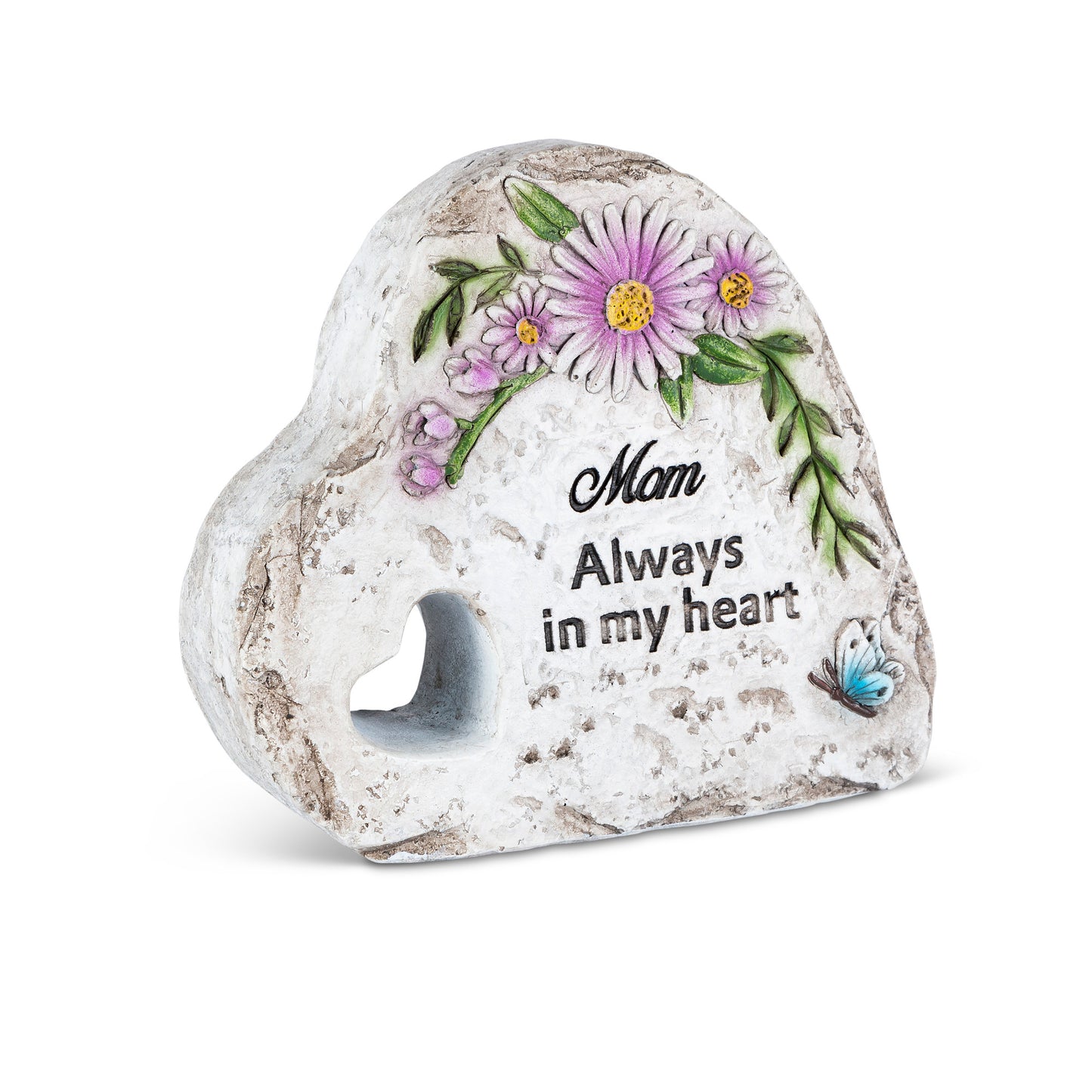 4.6"H Cement Memorial Cut-Out Heart Stone