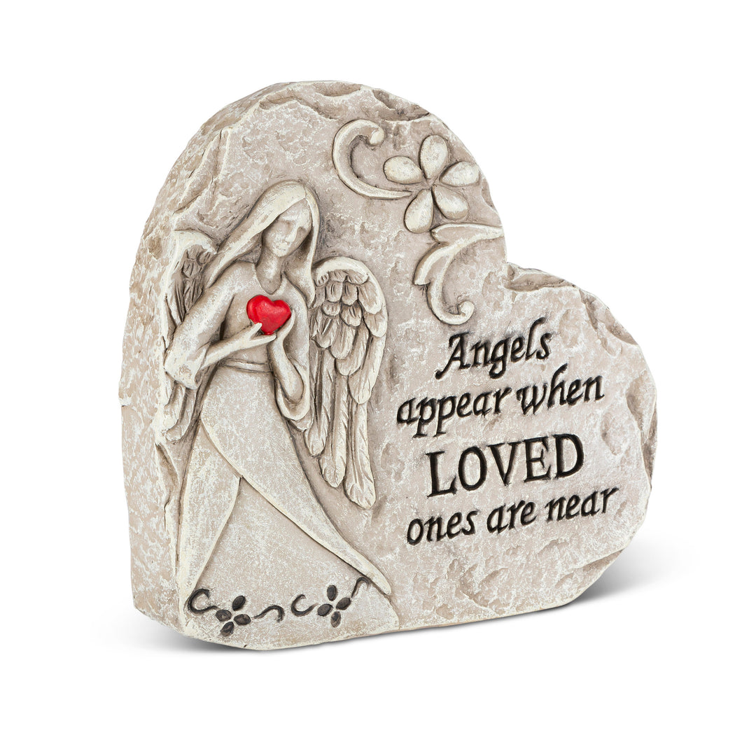 5.9"H Cement Memorial Angel Heart Stone