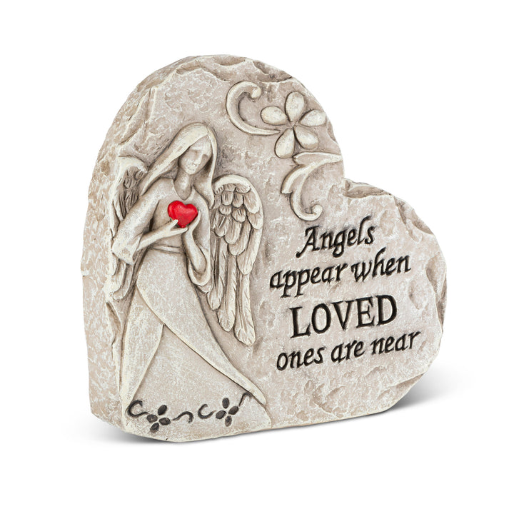 5.9"H Cement Memorial Angel Heart Stone