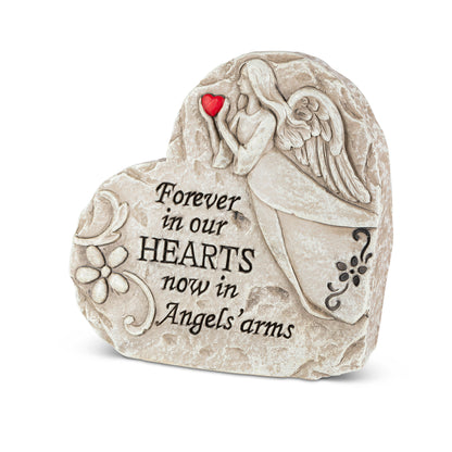 5.9"H Cement Memorial Angel Heart Stone