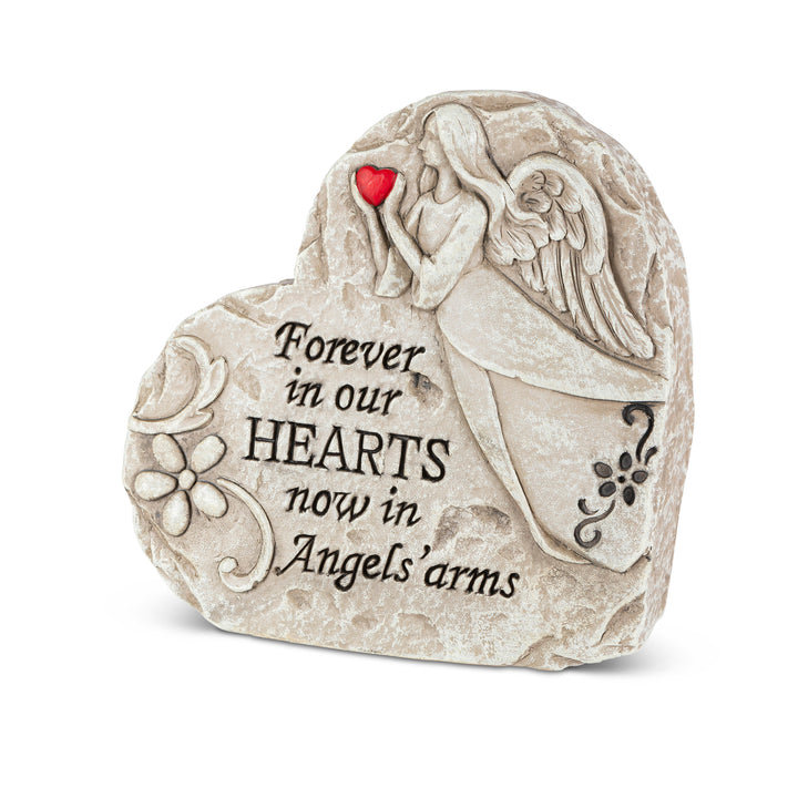 5.9"H Cement Memorial Angel Heart Stone