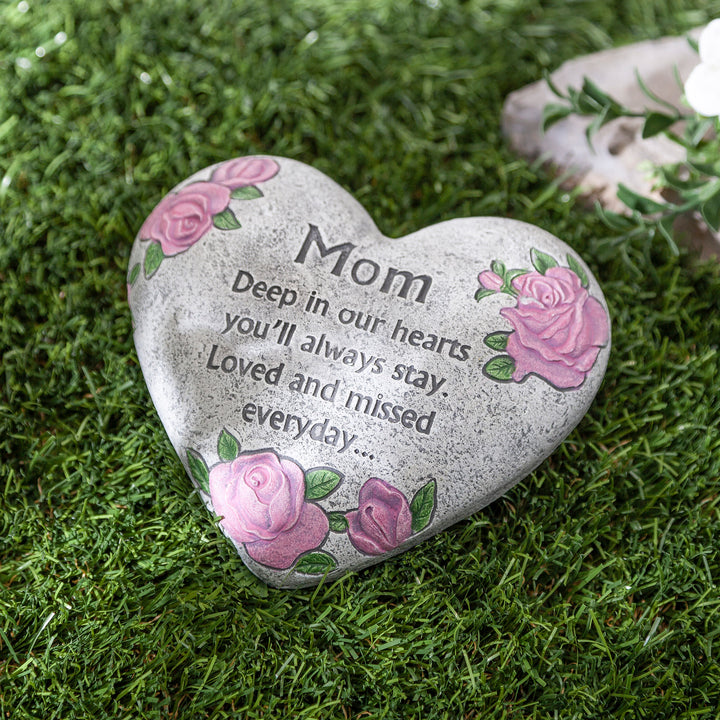 Cement Mom Heart Stone with Message