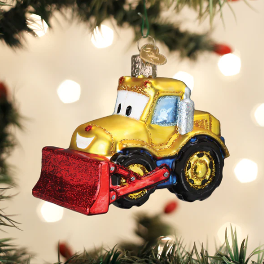 Bright-eyed Bulldozer Ornament