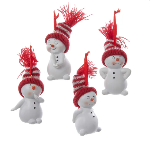 Snowman With Knitted Hat Ornament