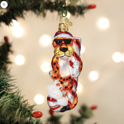 Chester Cheetah On Candy Cane Ornament