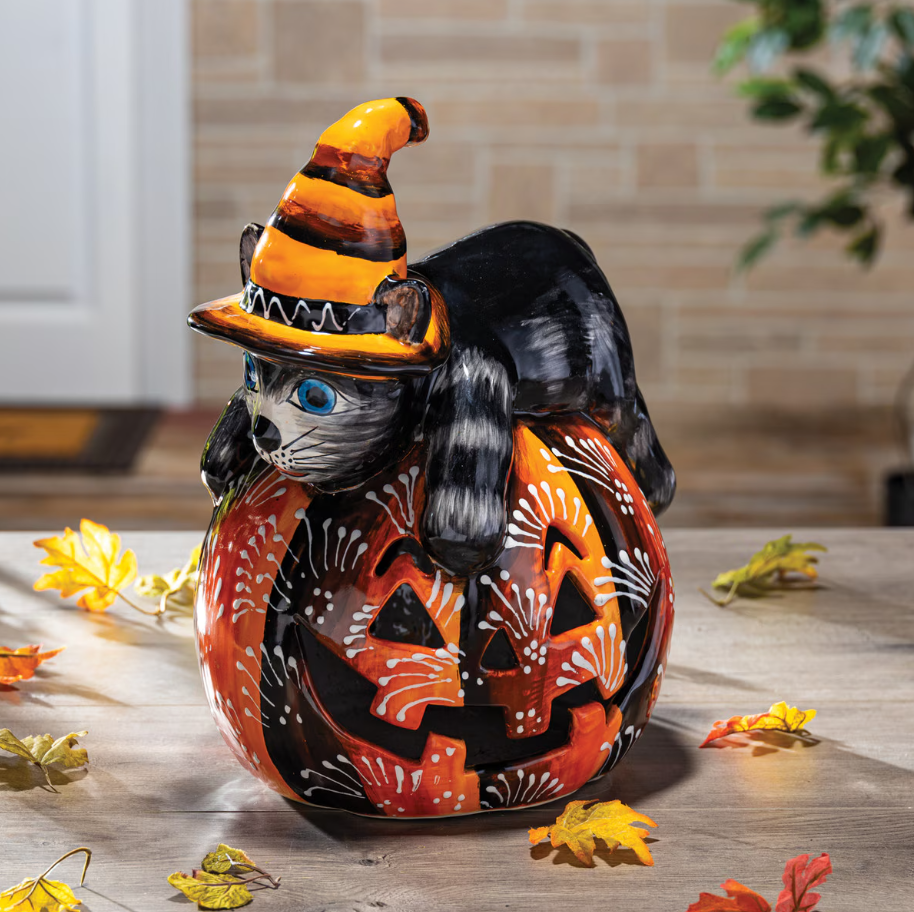 17"H Talavera Cat on Pumpkin