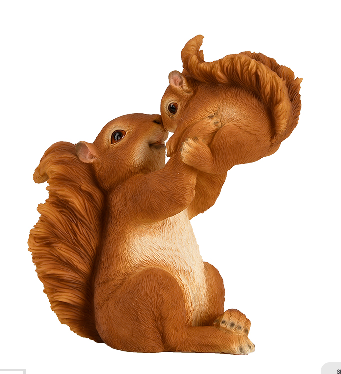 Mama & Baby Squirrel Resin