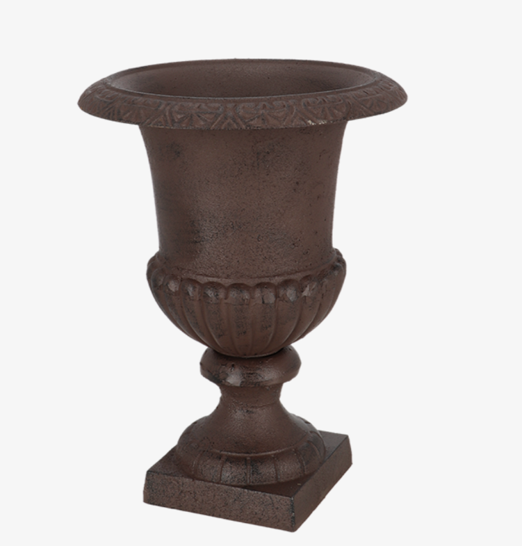 Cast Iron French Urn Antique Brown